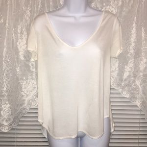 Scoop Neck Open Crisscross Back Short Sleeve Shirt